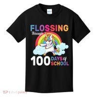 Flossing Unicorn Through 100 days Of School Kids T-Shirt thumb 0