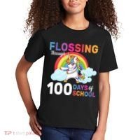 Flossing Unicorn Through 100 days Of School Kids T-Shirt thumb 2