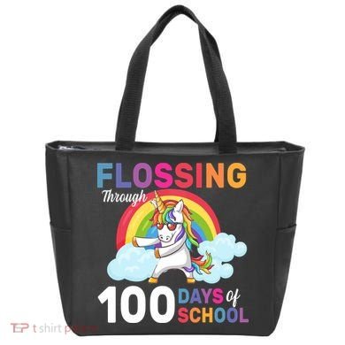 Flossing Unicorn Through 100 days Of School Tote Bag