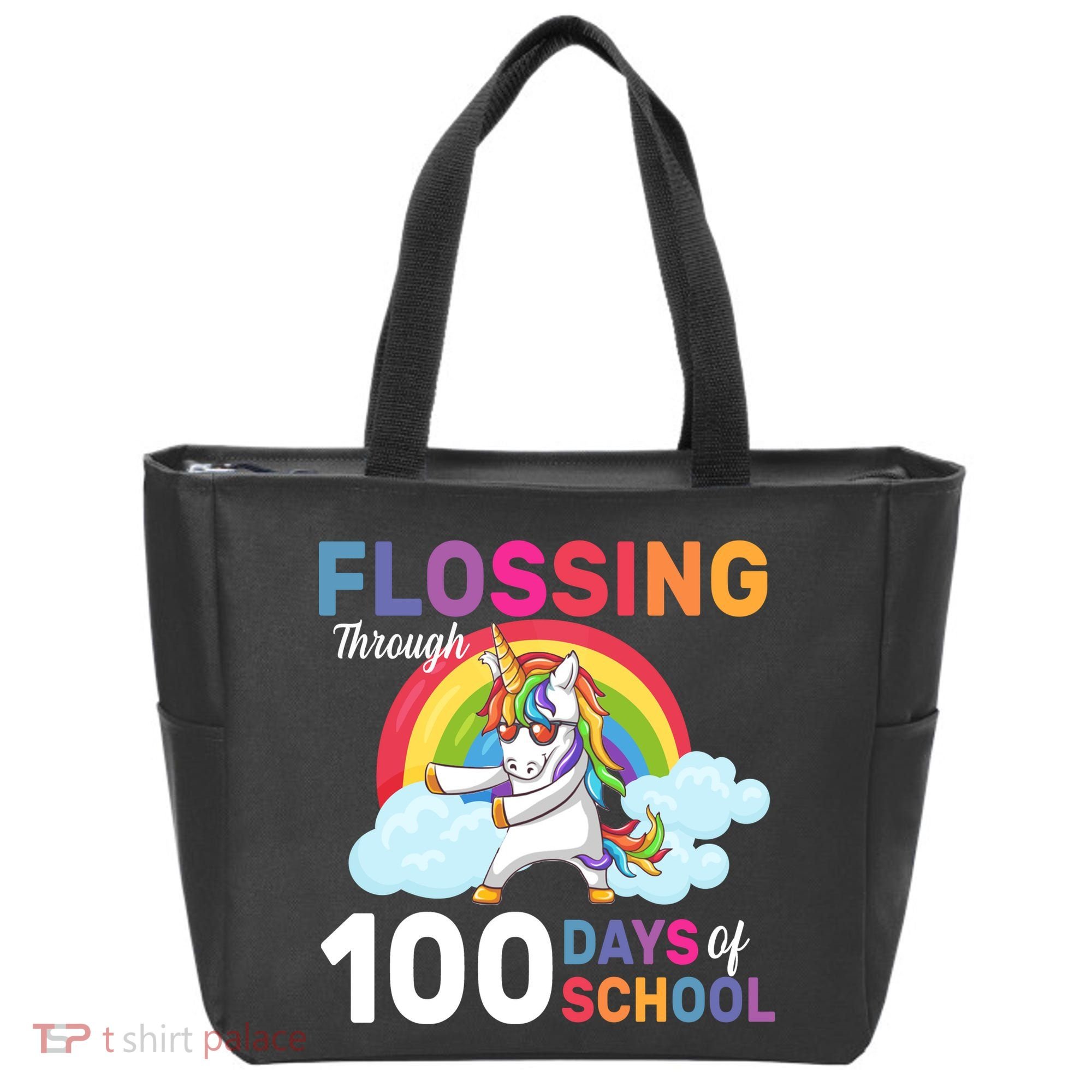 Flossing Unicorn Through 100 days Of School Tote Bag