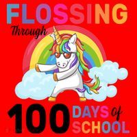 Flossing Unicorn Through 100 days Of School Santa Hat thumb 1
