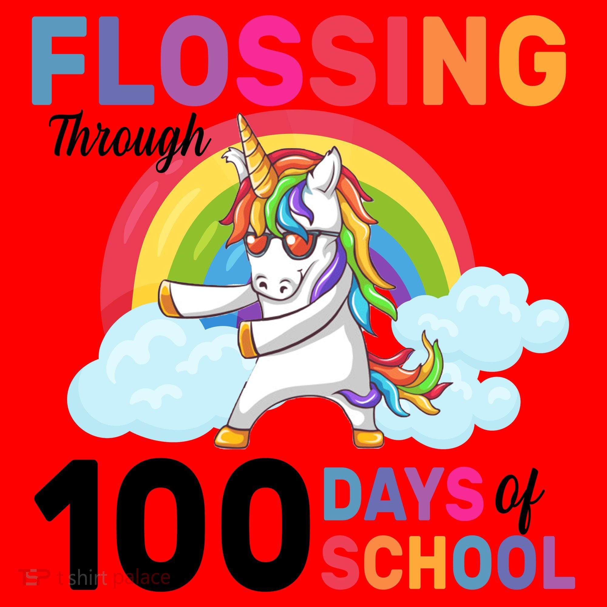 Flossing Unicorn Through 100 days Of School Santa Hat