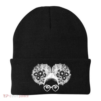 Flower Afro Puffs Beanie