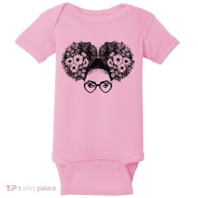 Flower Afro Puffs Baby Bodysuit