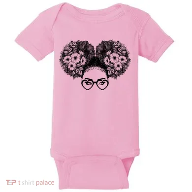 Flower Afro Puffs Baby Bodysuit