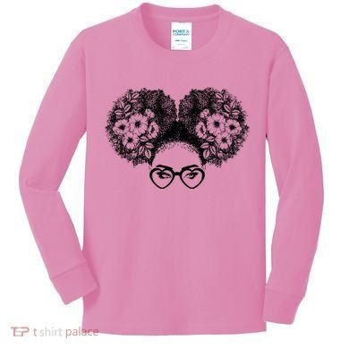 Flower Afro Puffs Kids Long Sleeve Shirt