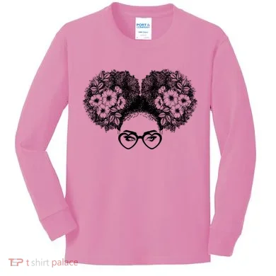 Flower Afro Puffs Kids Long Sleeve Shirt
