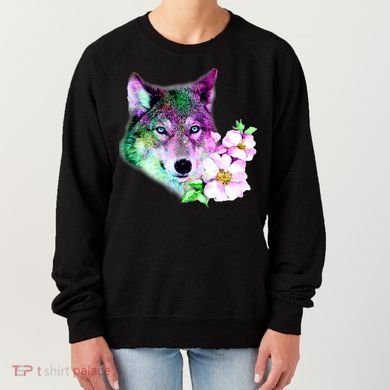 Flower Colorful Wilderness Wolf Women's Sweatshirt