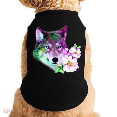 Flower Colorful Wilderness Wolf Doggie Tank