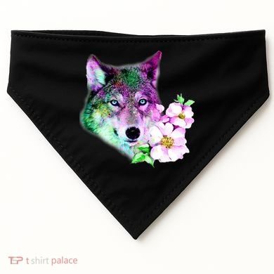 Flower Colorful Wilderness Wolf USA-Made Doggie Bandana