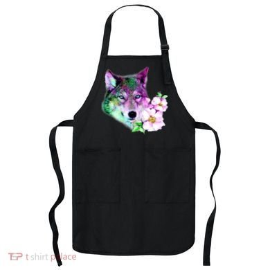 Flower Colorful Wilderness Wolf Apron