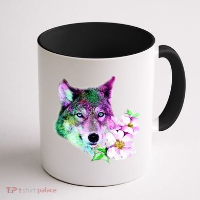 Flower Colorful Wilderness Wolf Coffee Mug back