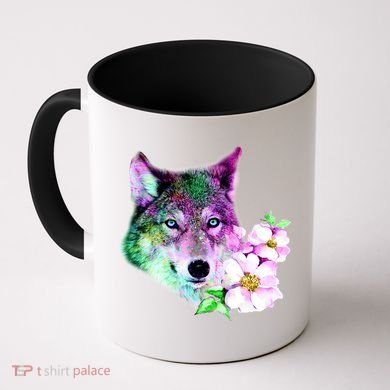 Flower Colorful Wilderness Wolf Coffee Mug