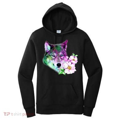 Flower Colorful Wilderness Wolf Women's Hoodie