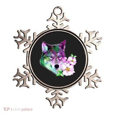 Flower Colorful Wilderness Wolf Ornament
