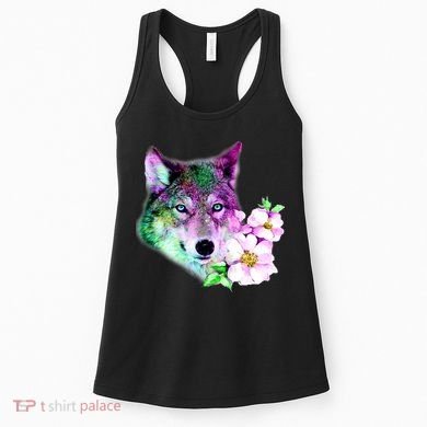 Flower Colorful Wilderness Wolf Women's Tank Top
