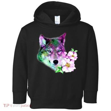 Flower Colorful Wilderness Wolf Toddler Hoodie