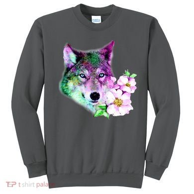 Flower Colorful Wilderness Wolf Sweatshirt