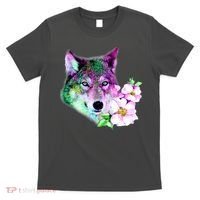 Flower Colorful Wilderness Wolf T-Shirt thumb 0
