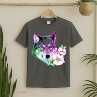 Flower Colorful Wilderness Wolf T-Shirt thumb 2