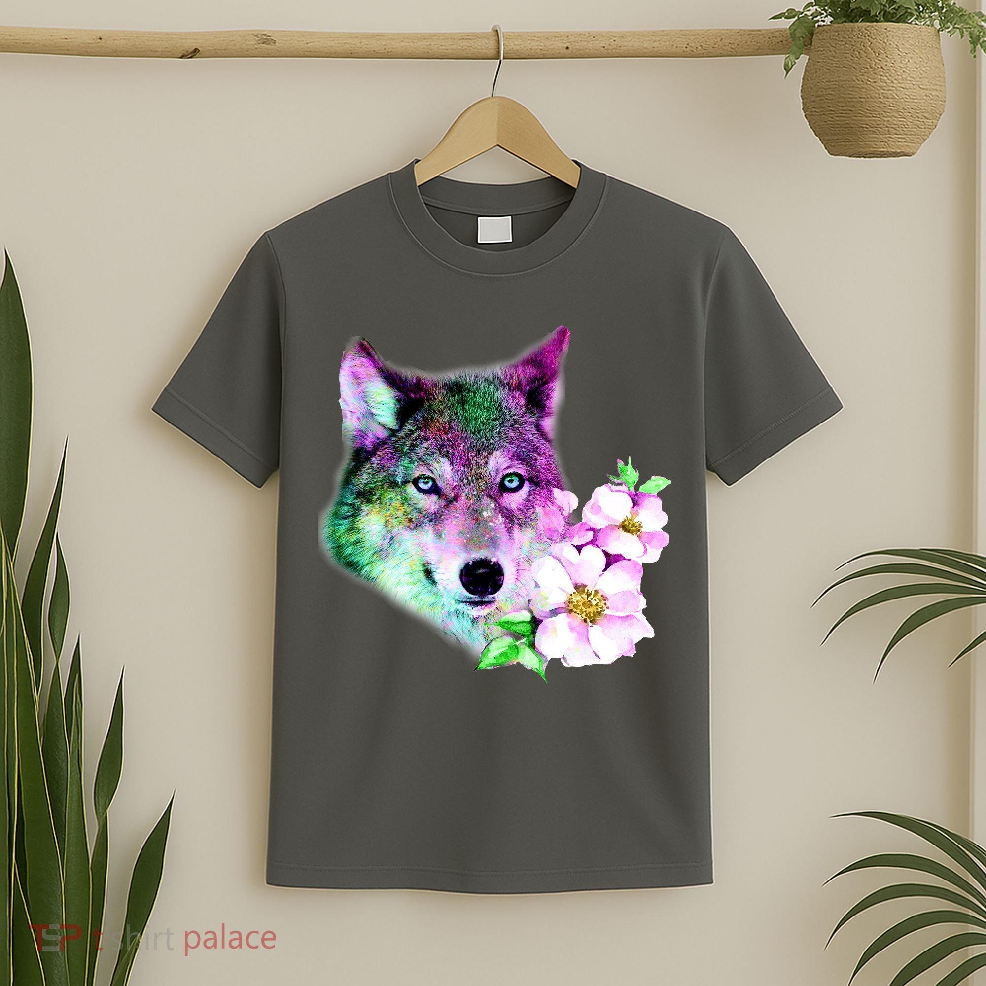 Flower Colorful Wilderness Wolf T-Shirt