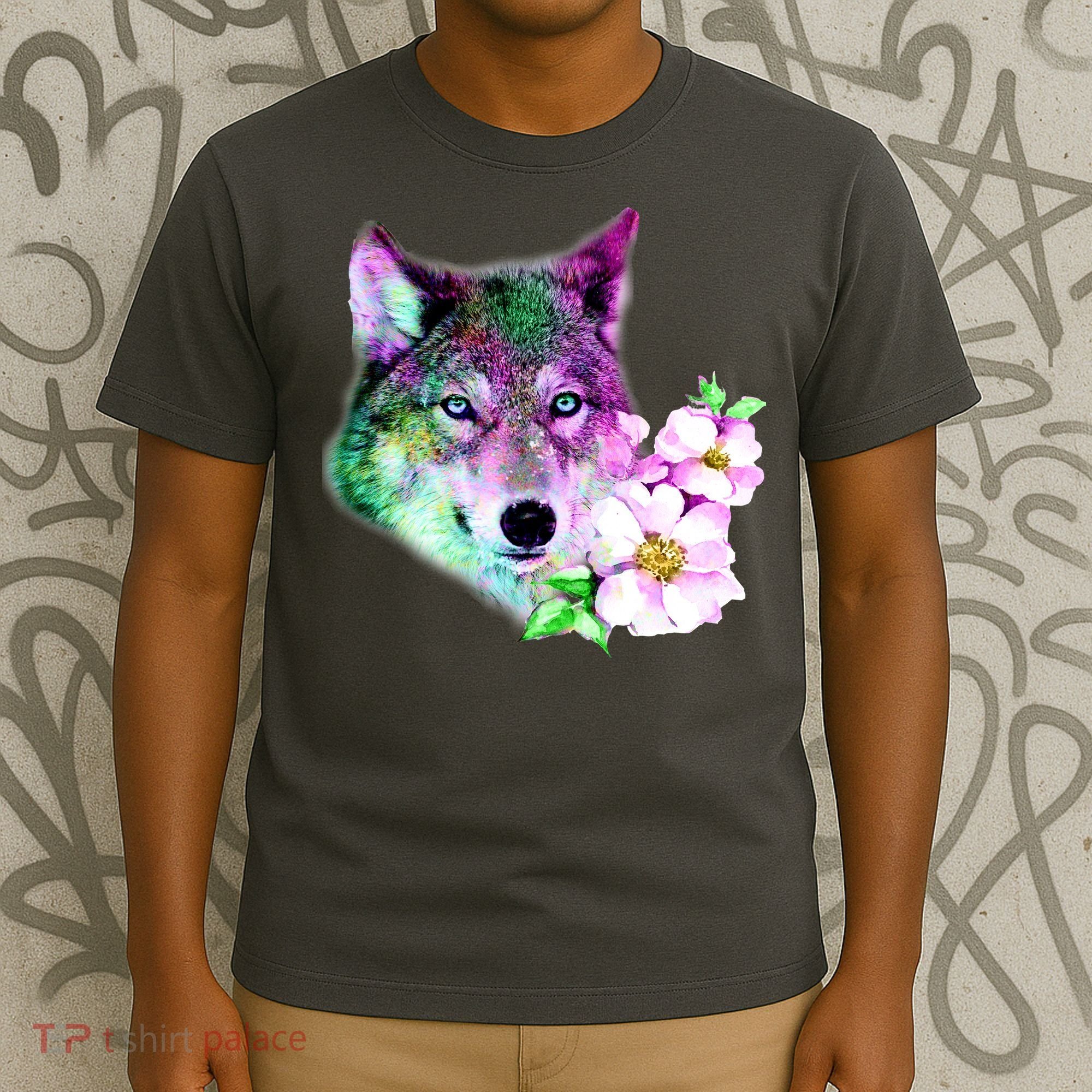 Flower Colorful Wilderness Wolf T-Shirt
