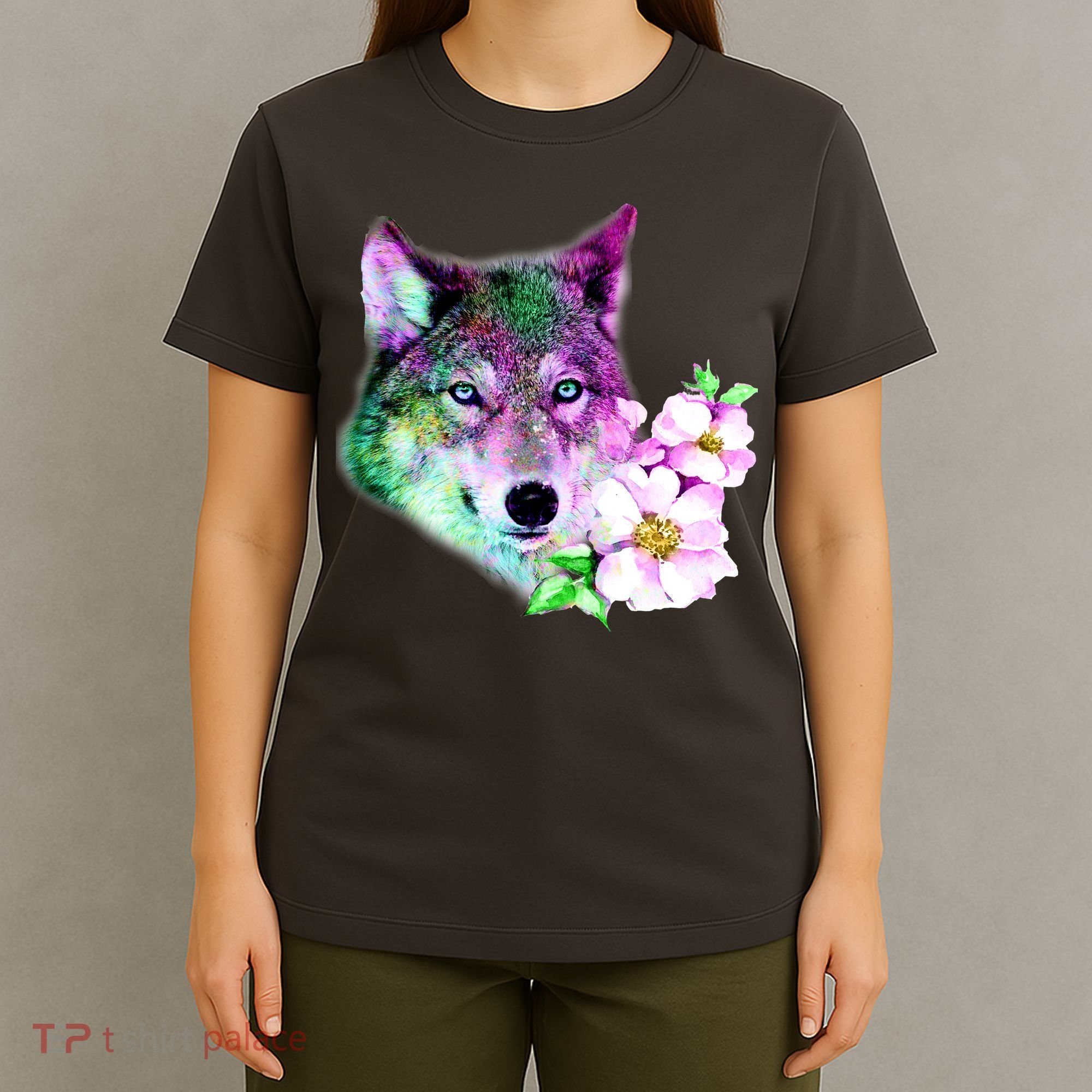 Flower Colorful Wilderness Wolf T-Shirt