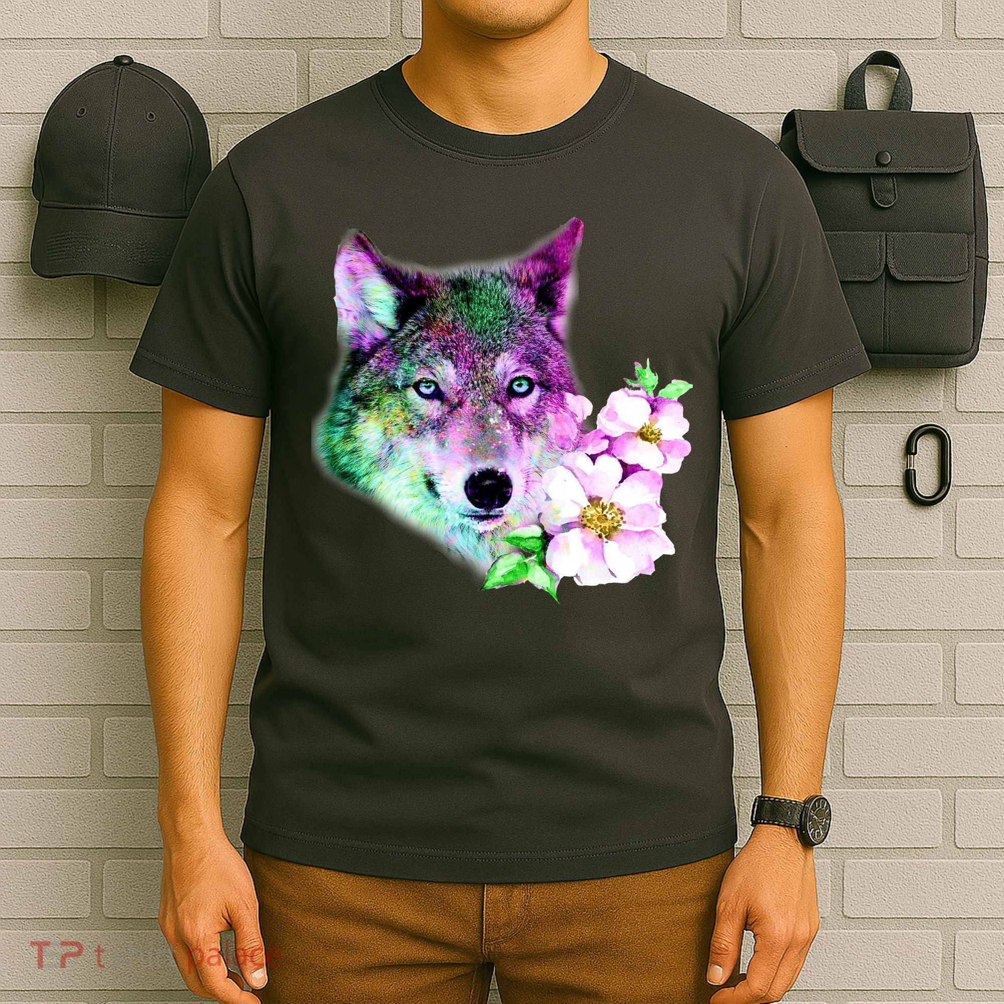 Flower Colorful Wilderness Wolf T-Shirt