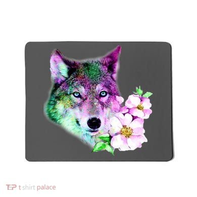 Flower Colorful Wilderness Wolf Mousepad