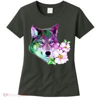Flower Colorful Wilderness Wolf Women's T-Shirt thumb 0