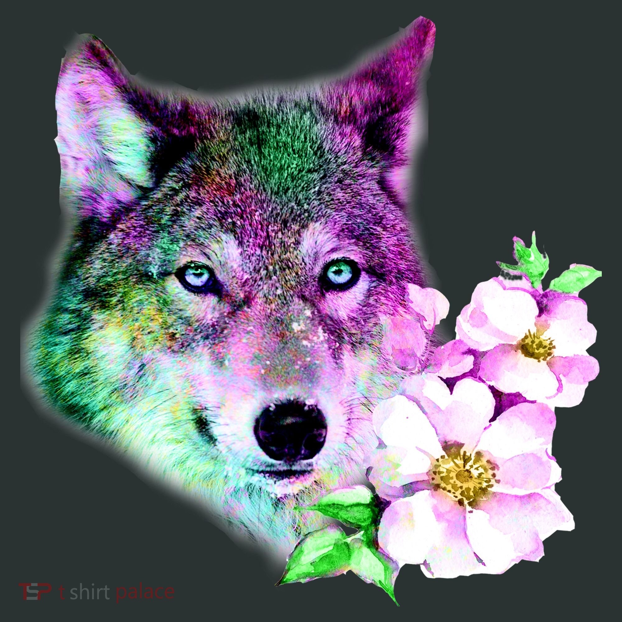 Flower Colorful Wilderness Wolf Women's T-Shirt