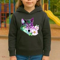 Flower Colorful Wilderness Wolf Kids Hoodie thumb 3