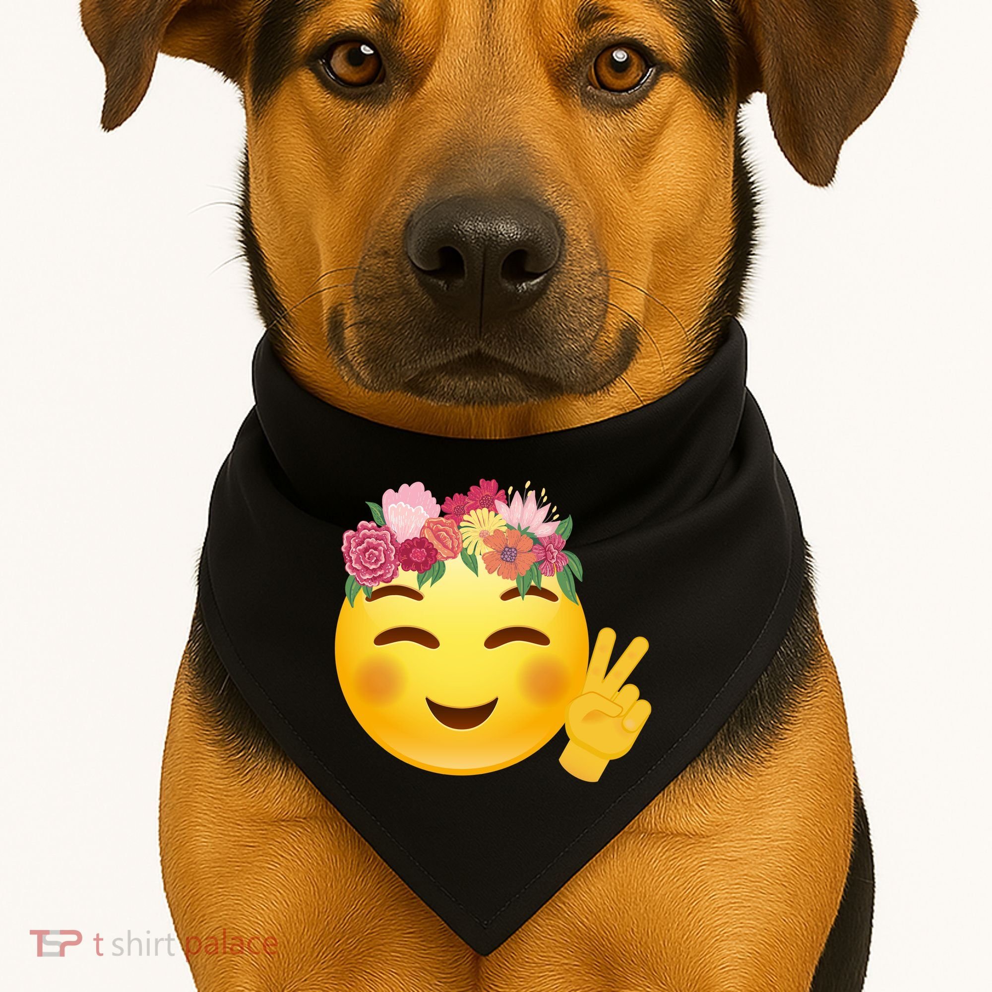 Flower Crown Emoji USA-Made Doggie Bandana