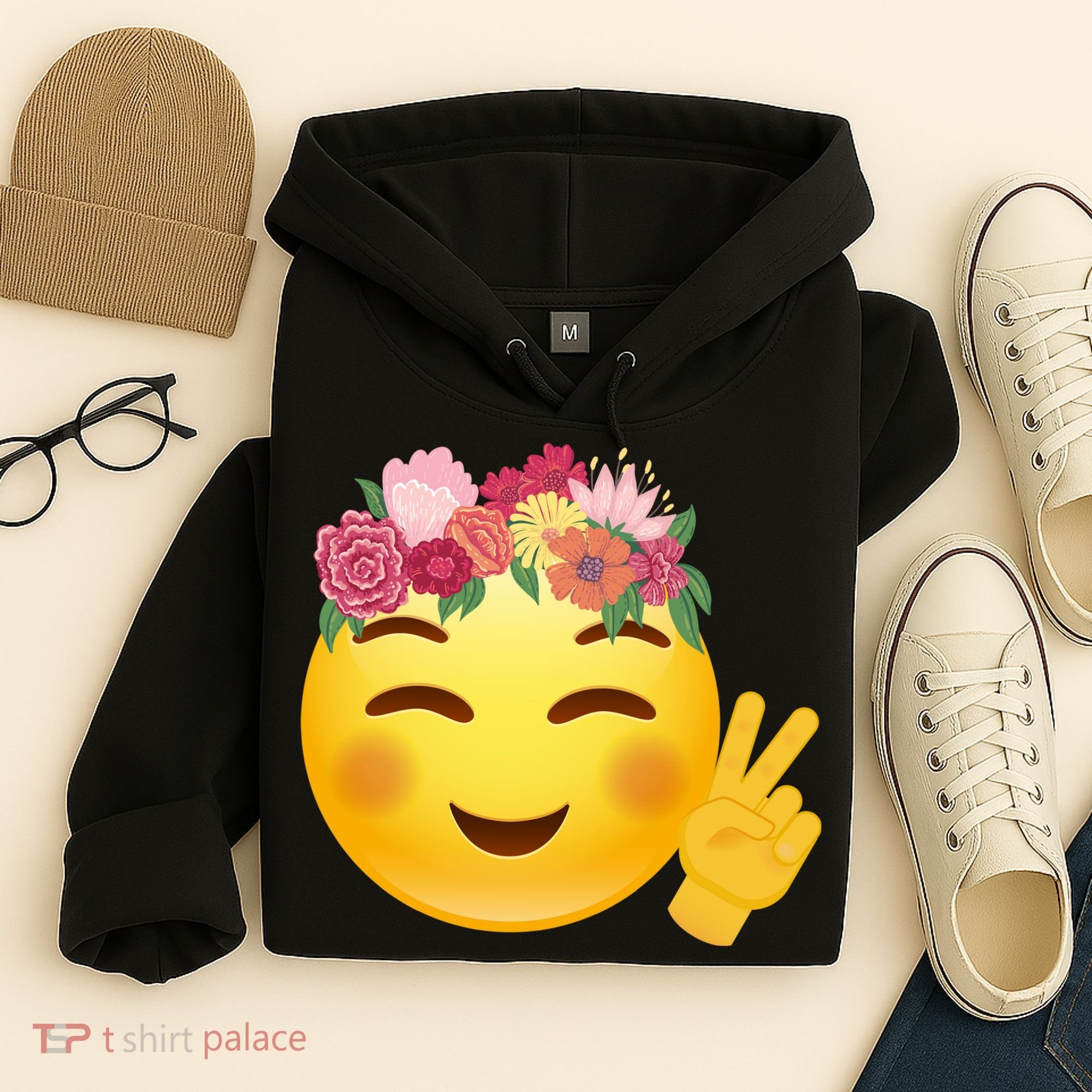 Flower Crown Emoji Hoodie