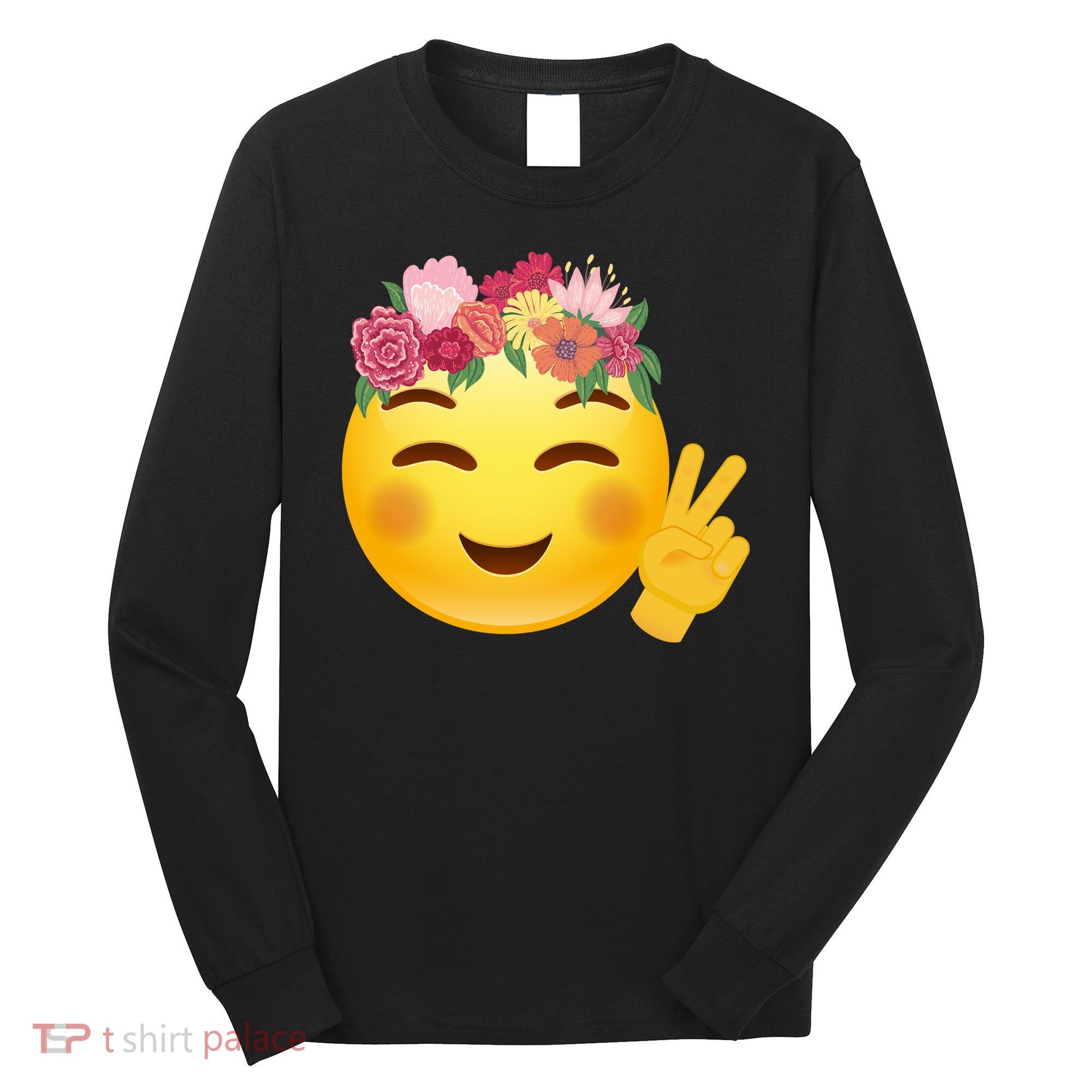 Flower Crown Emoji Long Sleeve Shirt
