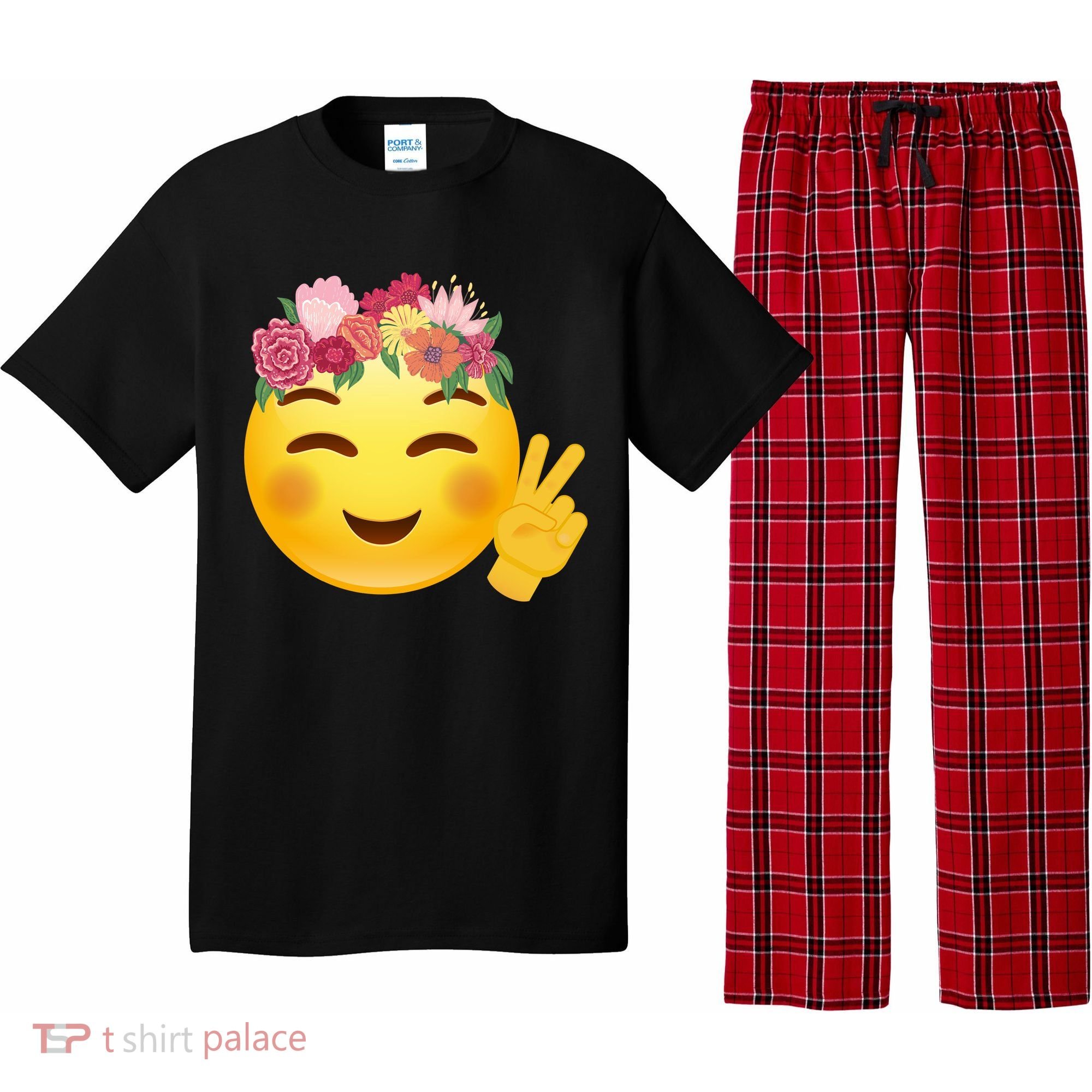 Flower Crown Emoji Pajama Set