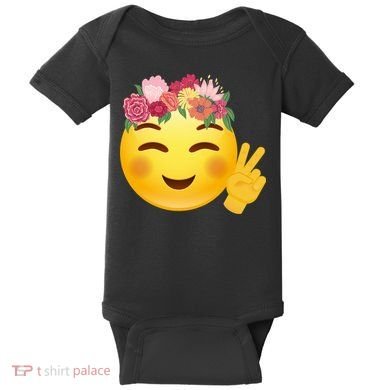 Flower Crown Emoji Baby Bodysuit