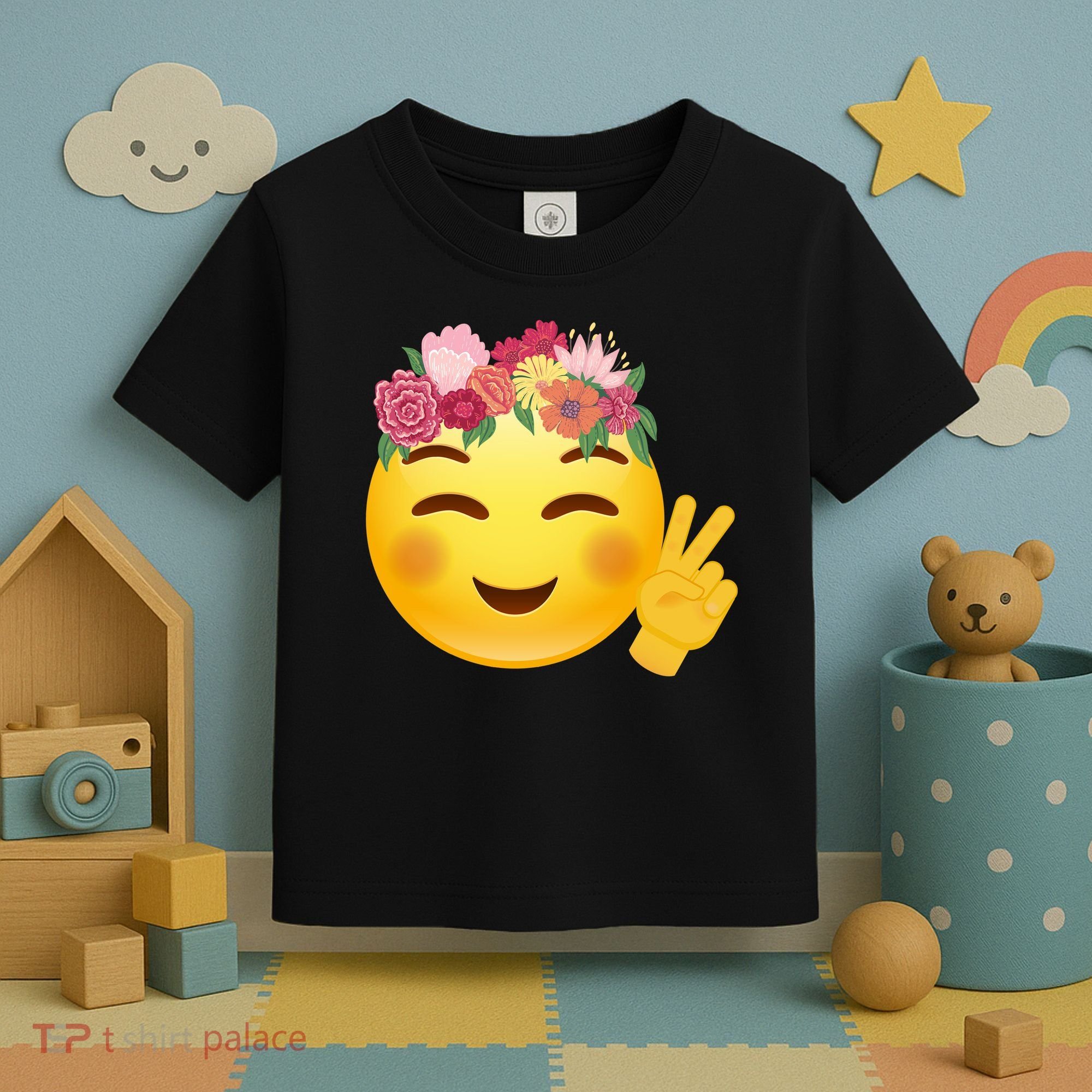 Flower Crown Emoji Toddler T-Shirt