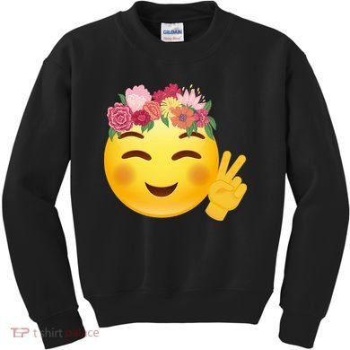 Flower Crown Emoji Kids Sweatshirt