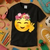 Flower Crown Emoji Kids T-Shirt thumb 3
