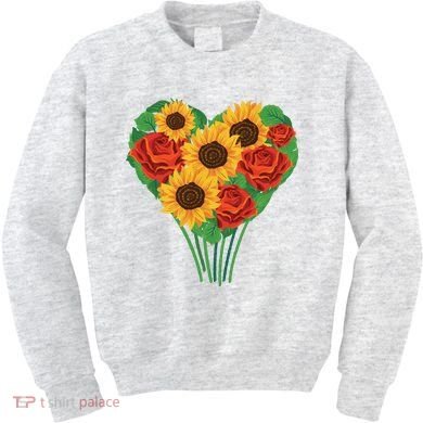 Flower Heart Bouquet Kids Sweatshirt
