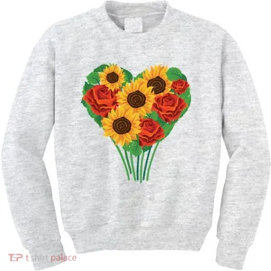 Flower Heart Bouquet Kids Sweatshirt