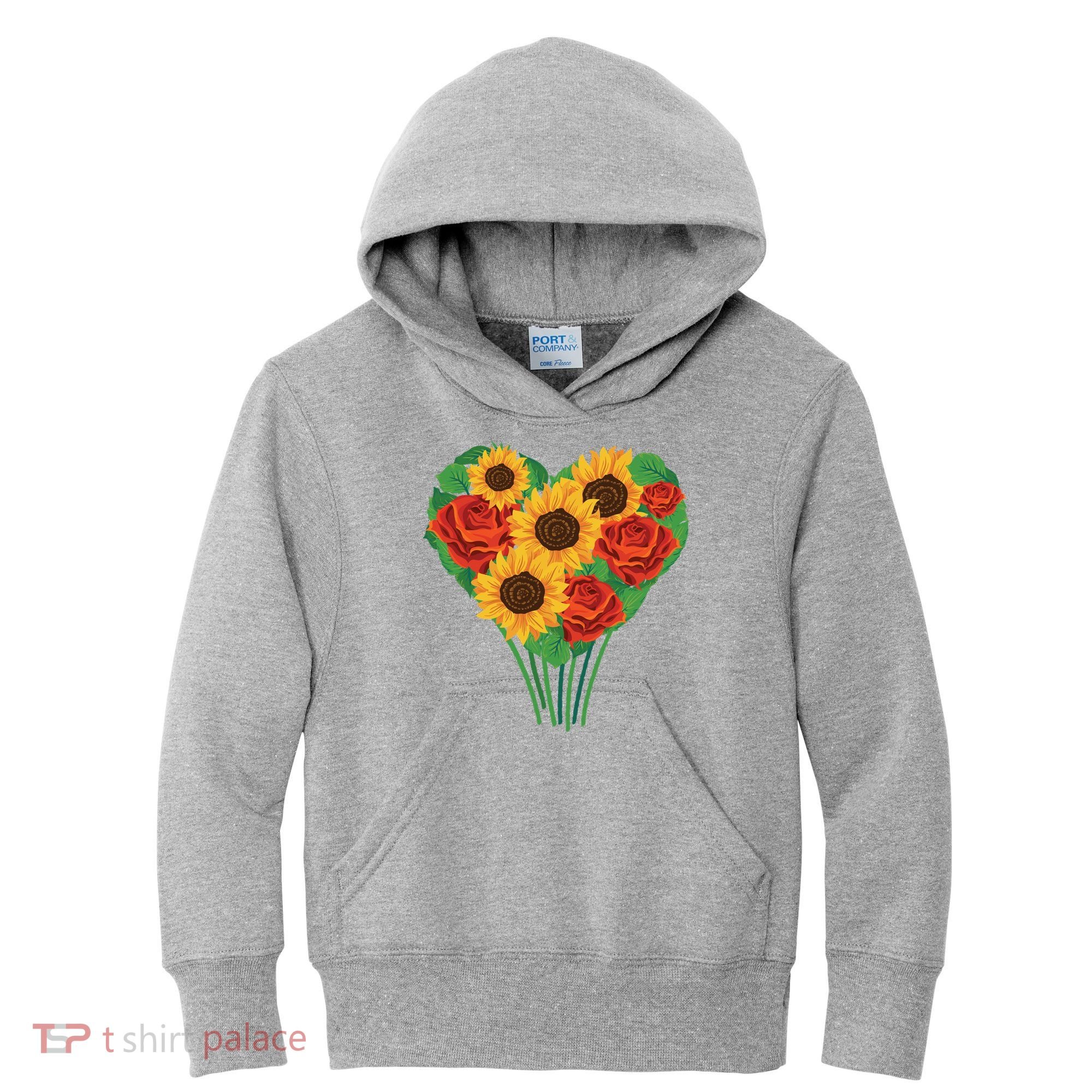 Flower Heart Bouquet Kids Hoodie