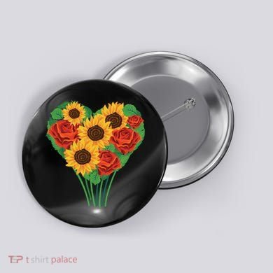 Flower Heart Bouquet Button