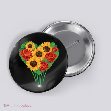 Flower Heart Bouquet Button