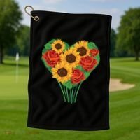 Flower Heart Bouquet Golf Towel thumb 1