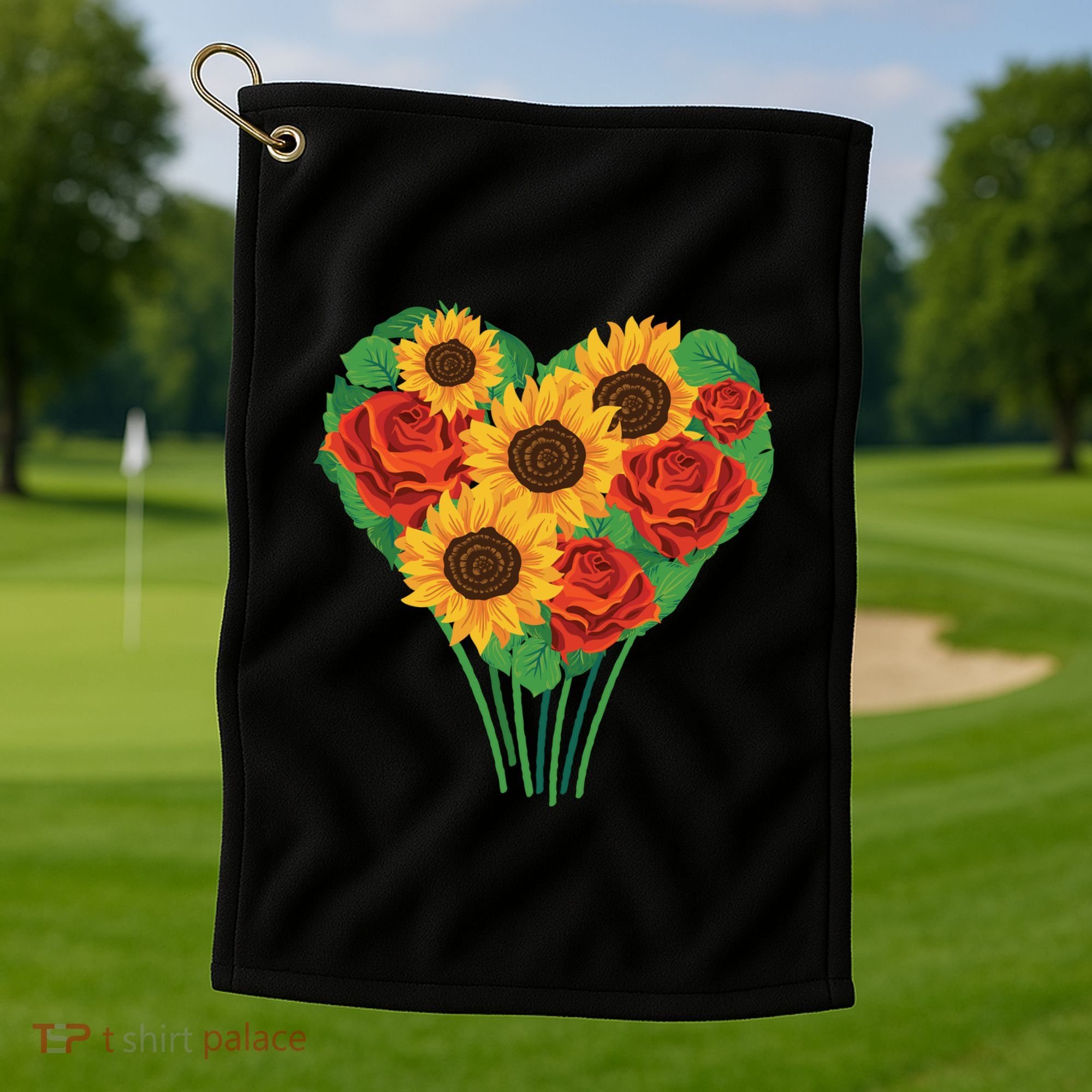 Flower Heart Bouquet Golf Towel