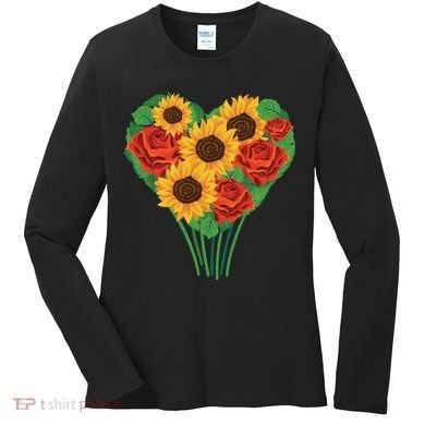 Flower Heart Bouquet Women's Long Sleeve Shirt