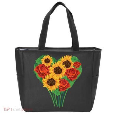 Flower Heart Bouquet Tote Bag