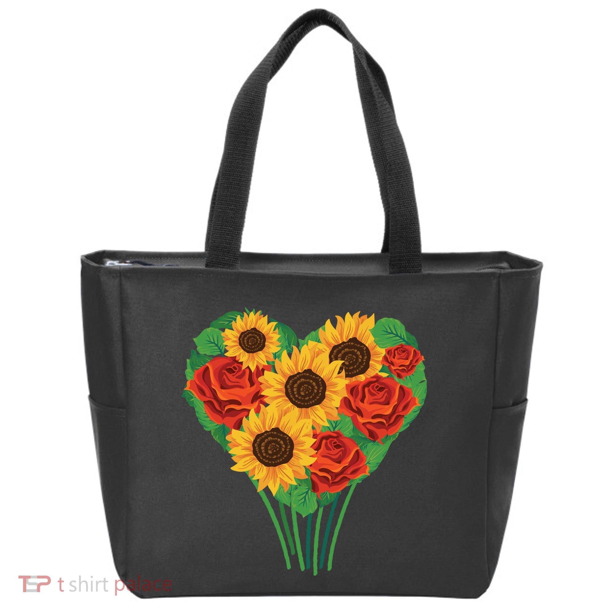 Flower Heart Bouquet Tote Bag